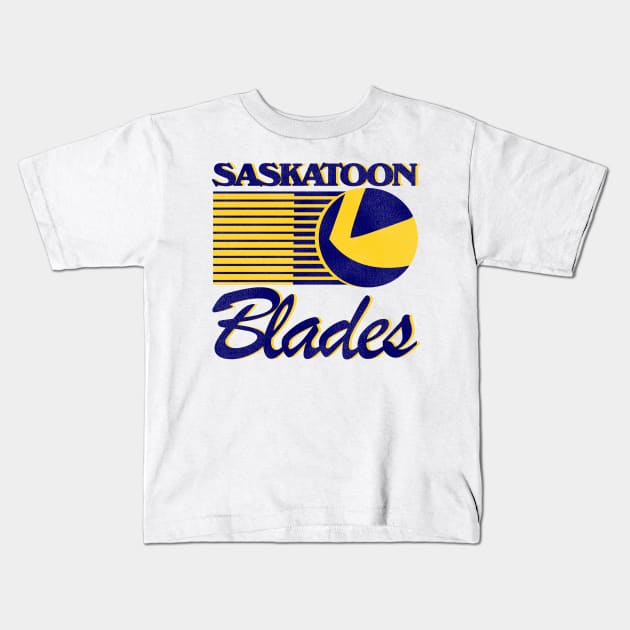 Defunct Saskatoon Blades Hockey Team Kids T-Shirt by Defunctland